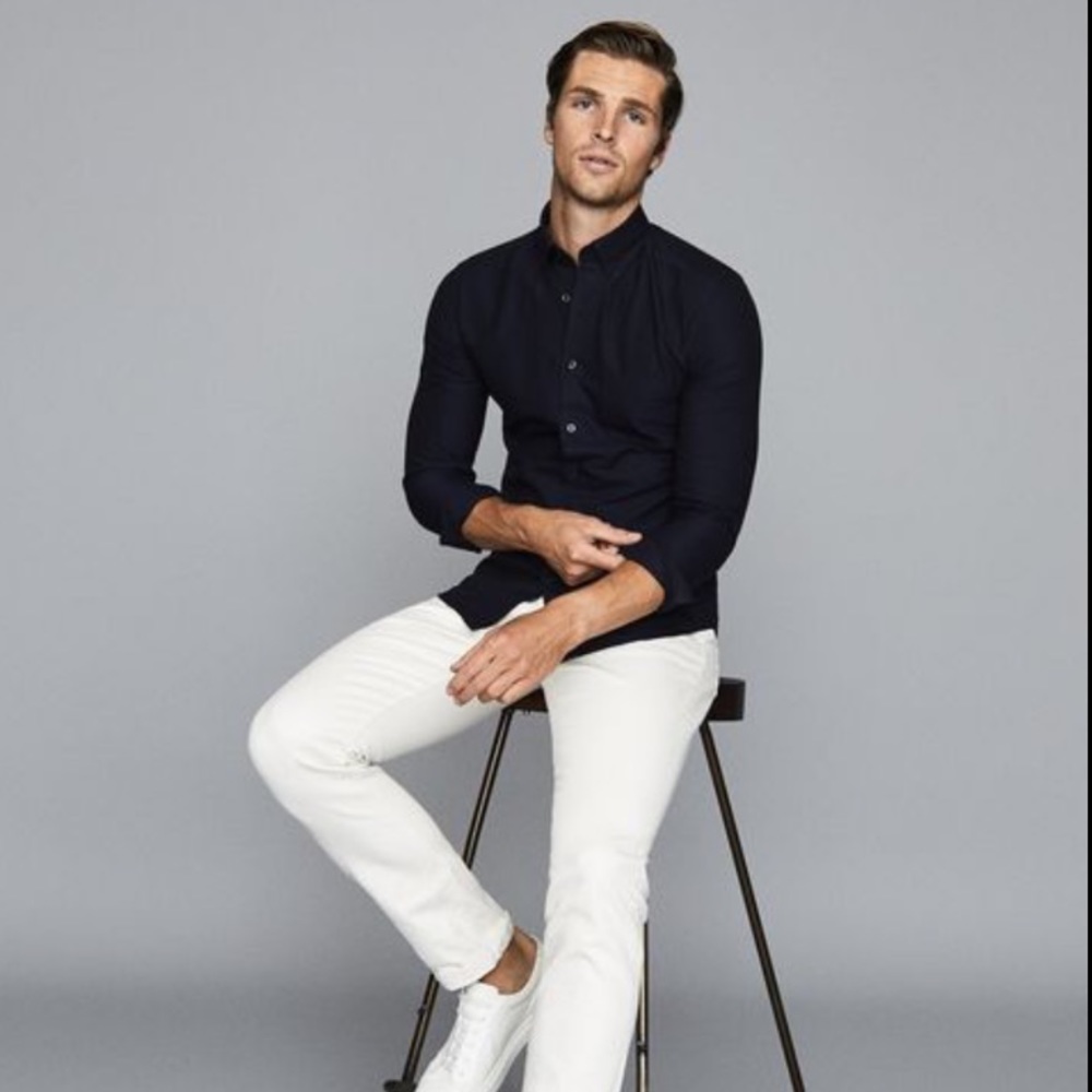 REISS Mens Oxford Dress Shirt | Medium | Navy